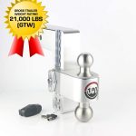 Weigh Safe 180 Hitch LTB8-3 8" Drop Hitch, 3" Receiver 21,000 LBS GTW - Adjustable Aluminum Trailer Hitch Ball Mount & Stainless Steel Combo Ball, Dual Pin Keyed Lock