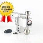 Weigh Safe 180 HITCH LTB4-2.5 4" Drop Hitch, 2.5" Receiver 18,500 LBS GTW - Adjustable Aluminum Trailer Hitch Ball Mount & Stainless Steel Combo Ball, Dual Pin Keyed Lock