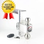 Weigh Safe LTB8-2, 8" Drop 180 Hitch w/ 2" Shank/Shaft, Adjustable Aluminum Trailer Hitch & Ball Mount, Stainless Steel Combo Ball (2" & 2-5/16") and a Double-pin Key Lock