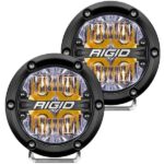 Rigid Industries 36118 360-Series LED Off-Road Light 4 in Drive Beam for Moderate Speed 20-50 MPH Plus Amber Backlight Pair