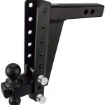 BulletProof Hitches 2.0" Adjustable Heavy Duty (22,000lb Rating) 10" Drop/Rise Trailer Hitch with 2" and 2 5/16" Dual Ball (Black Textured Powder Coat, Solid Steel)