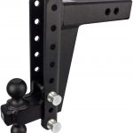 BulletProof Hitches 2.5" Adjustable Heavy Duty (22,000lb Rating) 10" Drop/Rise Trailer Hitch with 2" and 2 5/16" Dual Ball (Black Textured Powder Coat, Solid Steel)