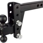 BulletProof Hitches 2.0" Adjustable Heavy Duty (22,000lb Rating) 4" Drop/Rise Trailer Hitch with 2" and 2 5/16" Dual Ball (Black Textured Powder Coat, Solid Steel)